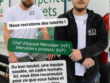 🏡 MCP Bramoullé #recrute, rejoignez l'équipe ! 🤝
Pour découvrir nos 2 offres d'emploi c'est par ici :
🪚 Menuisier poseur : https://urls.fr/5VE6zh
🪚 Chef...